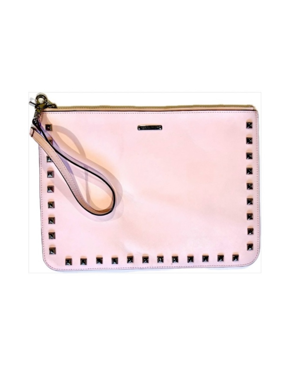 Rebecca Minkoff Pale Pink Studded Large Wristlet Clutch Zipped